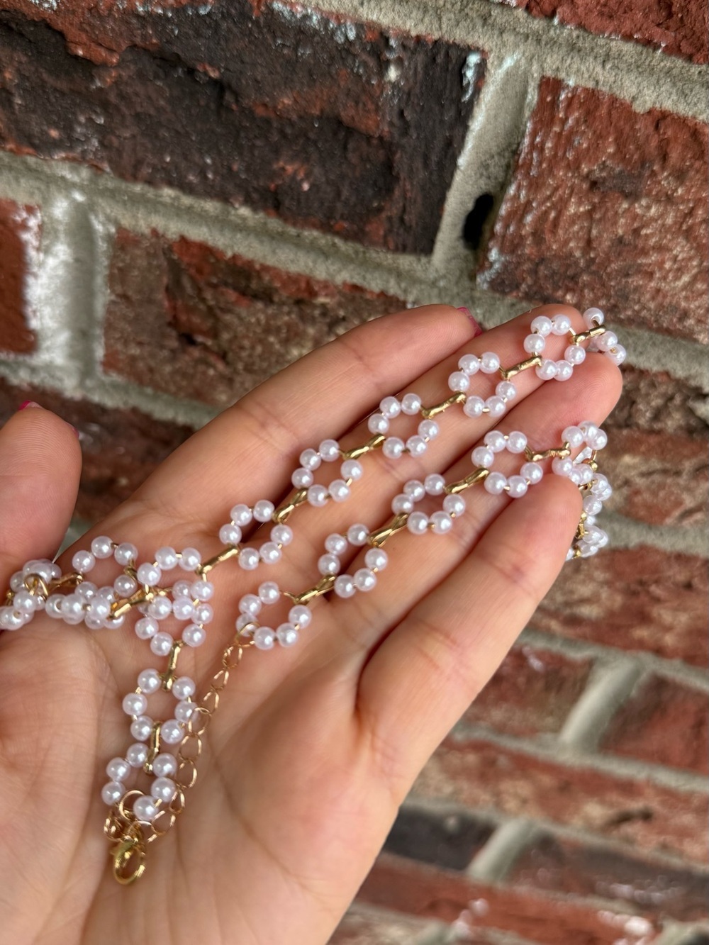 Pearl Flower Choker Necklace - White Pearls - Picture 3 of 3